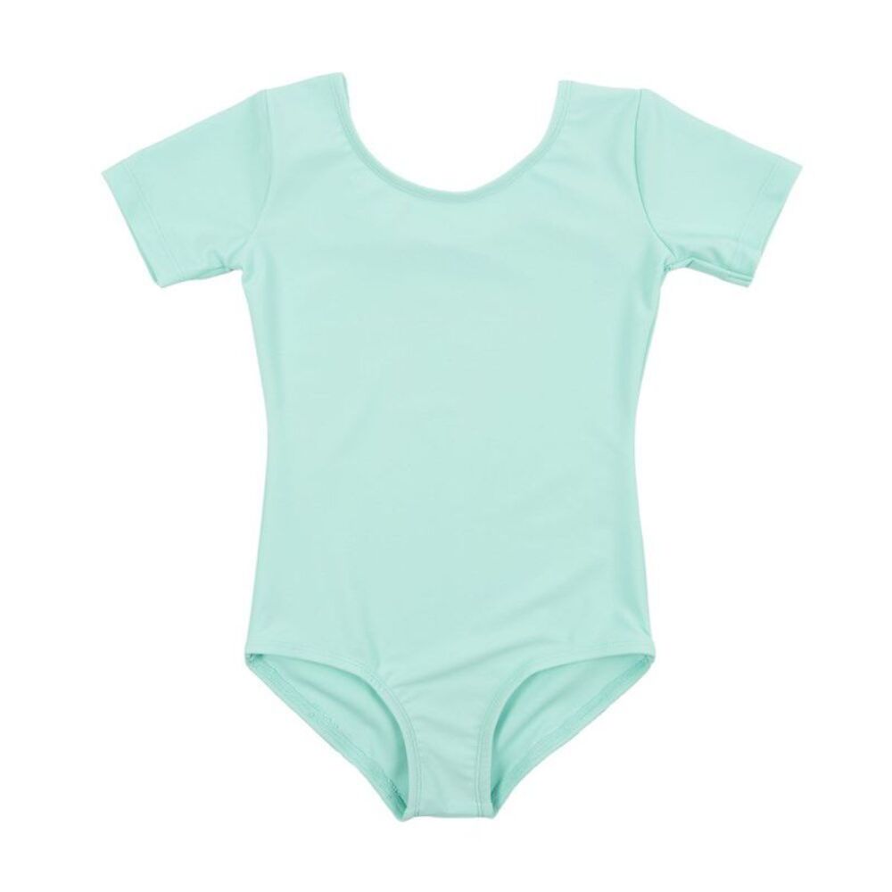 Leveret Girls Short Sleeve Leotard Aqua M (8-10)